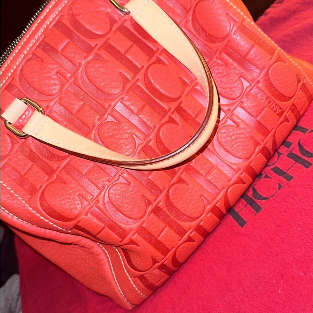 Carolina Herrera Size Andy 7 Pre Loved Excellent Conditions Color Red Leather